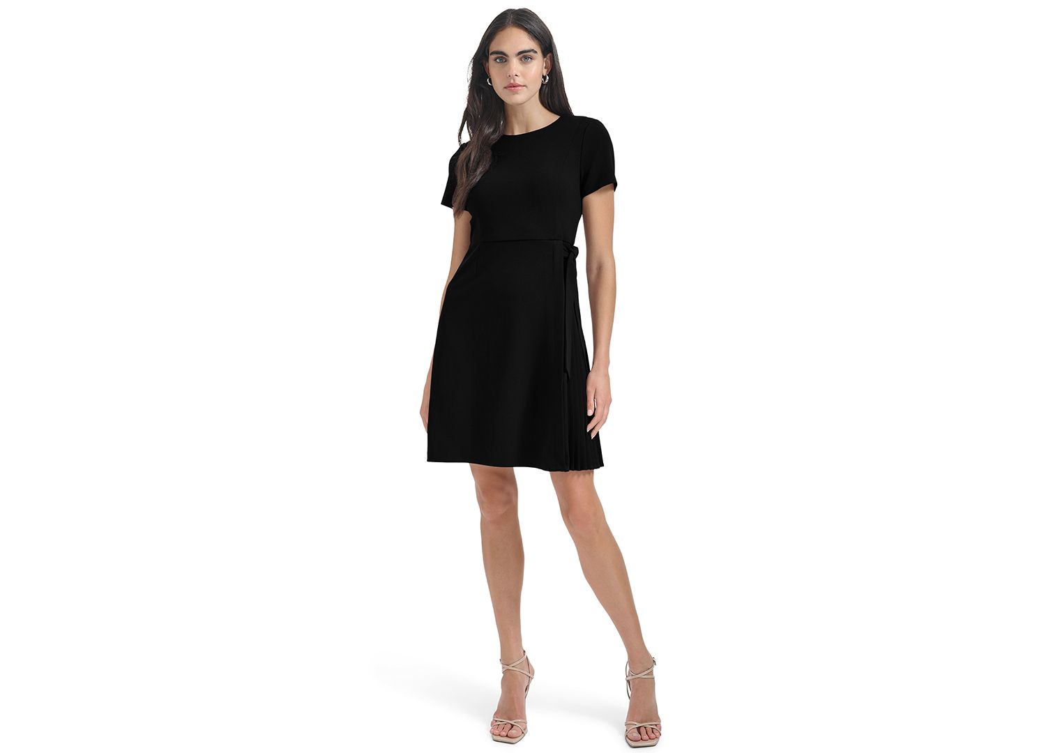 Petite Short-Sleeve Crewneck Fit & Flare Dress