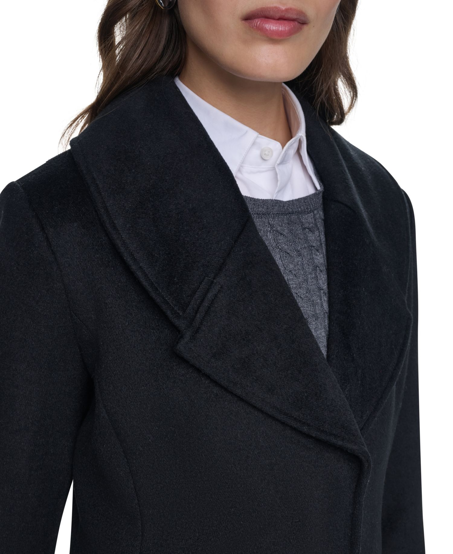 Women's Large-Collar Wool-Blend Coat