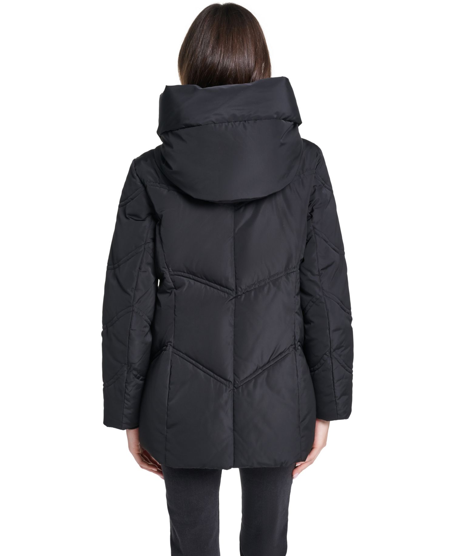 Women's Hooded Chevron-Quilted Puffer Jacket