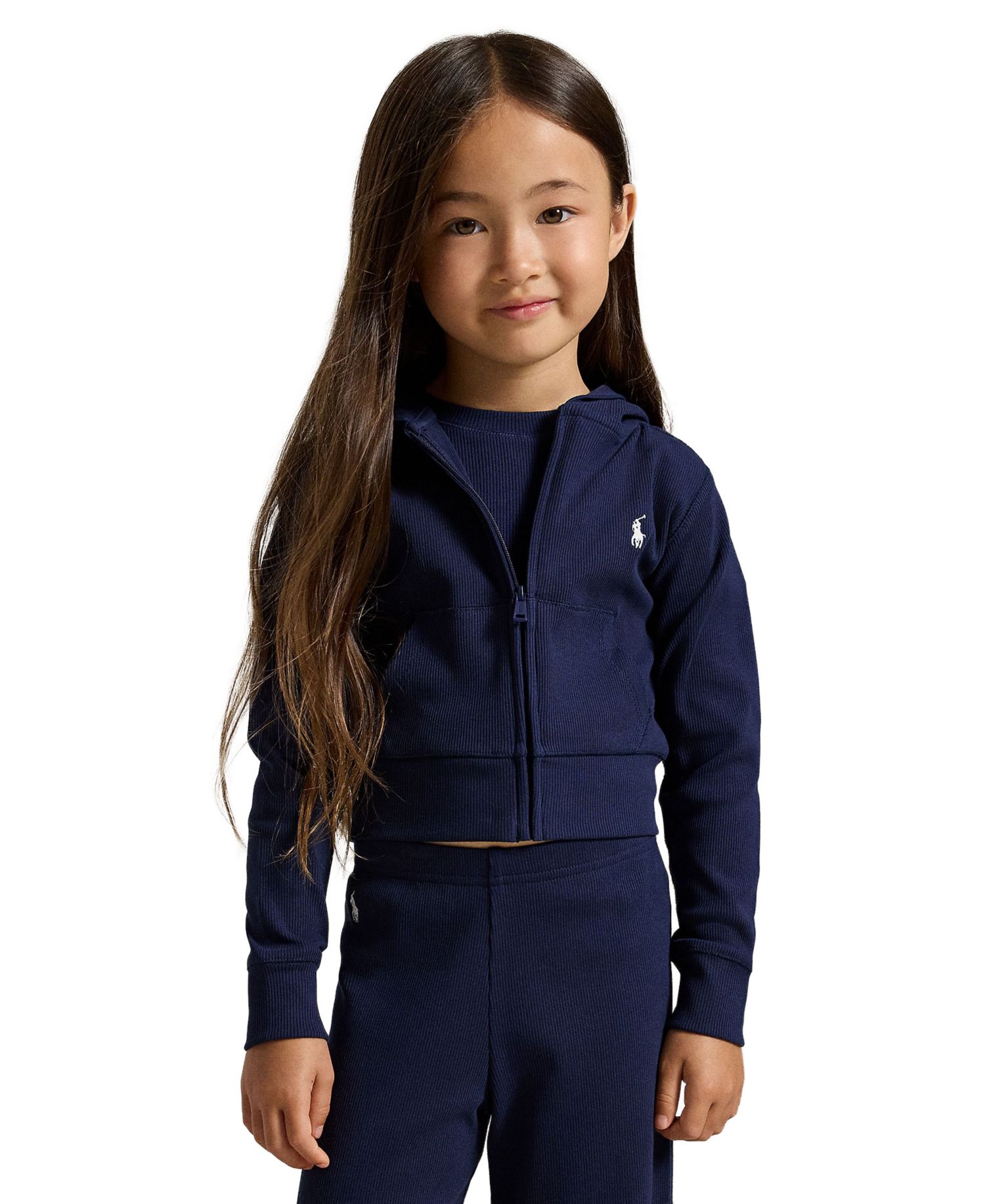 Girls' 2T-6X Ribbed Boxy Full-Zip Hoodie