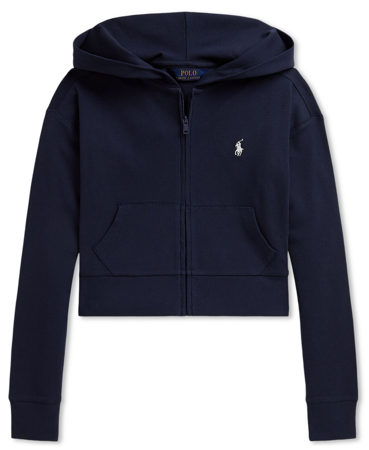 Girls' 7-16 Ribbed Boxy Full-Zip Hoodie