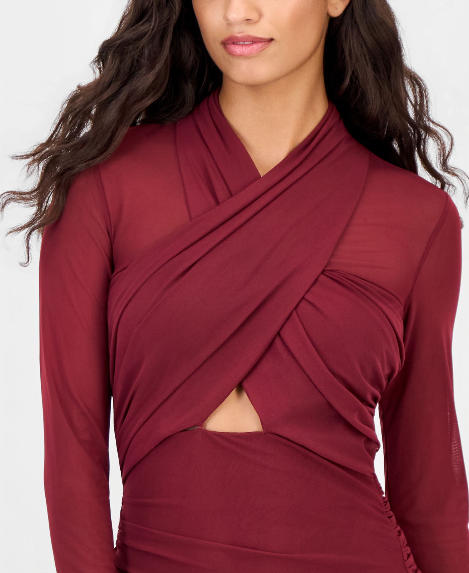 Women's Veria Long-Sleeve Mesh Wrap Maxi Dress