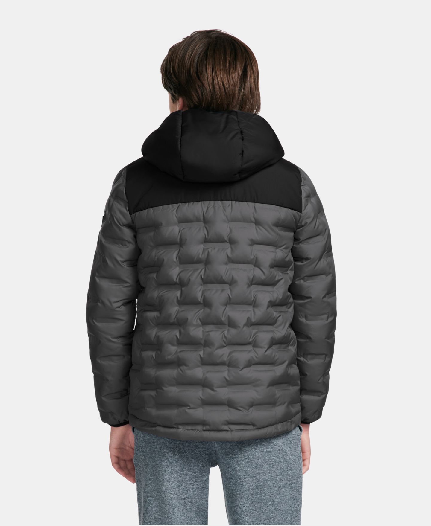 Куртка Under Armour Solid Full-Zip Puffer Hooded Jacket для мальчиков, цвет: Серый / Чёрный — фото 3