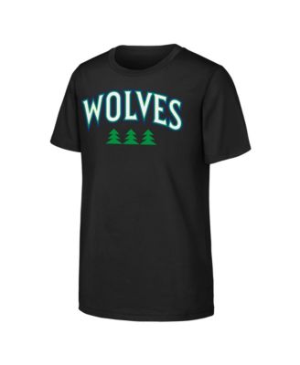 Big Boys and Girls Black Minnesota Timberwolves Wordmark T-Shirt
