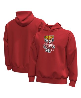 Men's Red Wisconsin Badgers Cheesehead Bucky Icon Fleece Hoodie