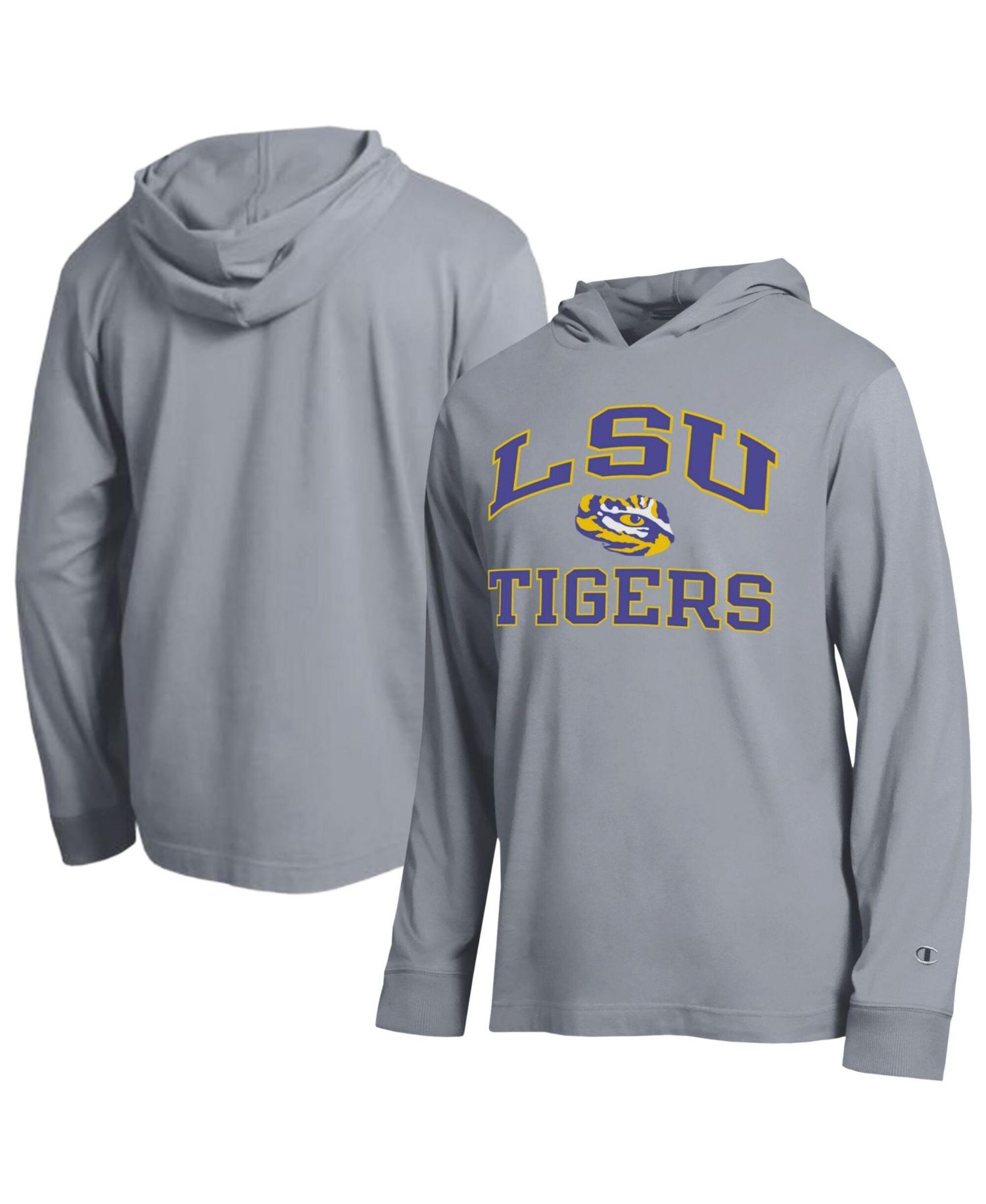 Men's Heather Gray LSU Tigers High Motor All-Star Long Sleeve Hooded T-Shirt