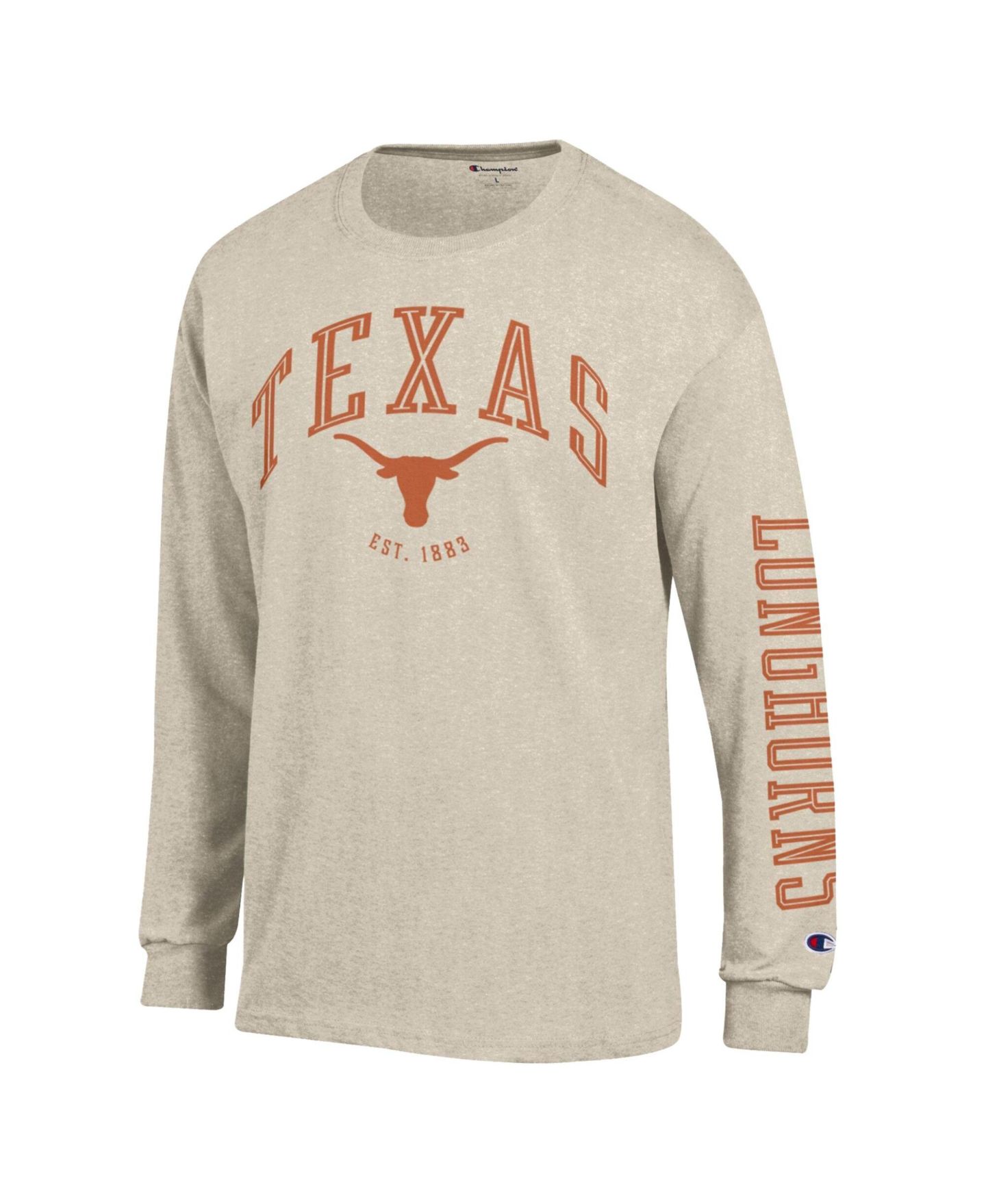 Мужская футболка Champion Heather Oatmeal Texas Longhorns Neutral Arch Long-Sleeve — фото 2