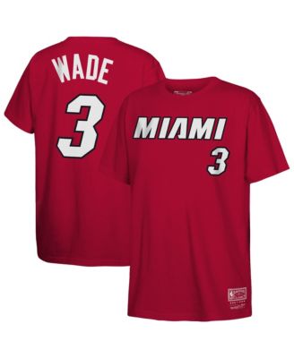 Big Boys and Girls Dwyane Wade Red Miami Heat Hardwood Classics Name & Number T-Shirt