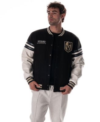 Men's and Women's Black Vegas Golden Knights Drop Shoulder Full-Snap Varsity Jacket