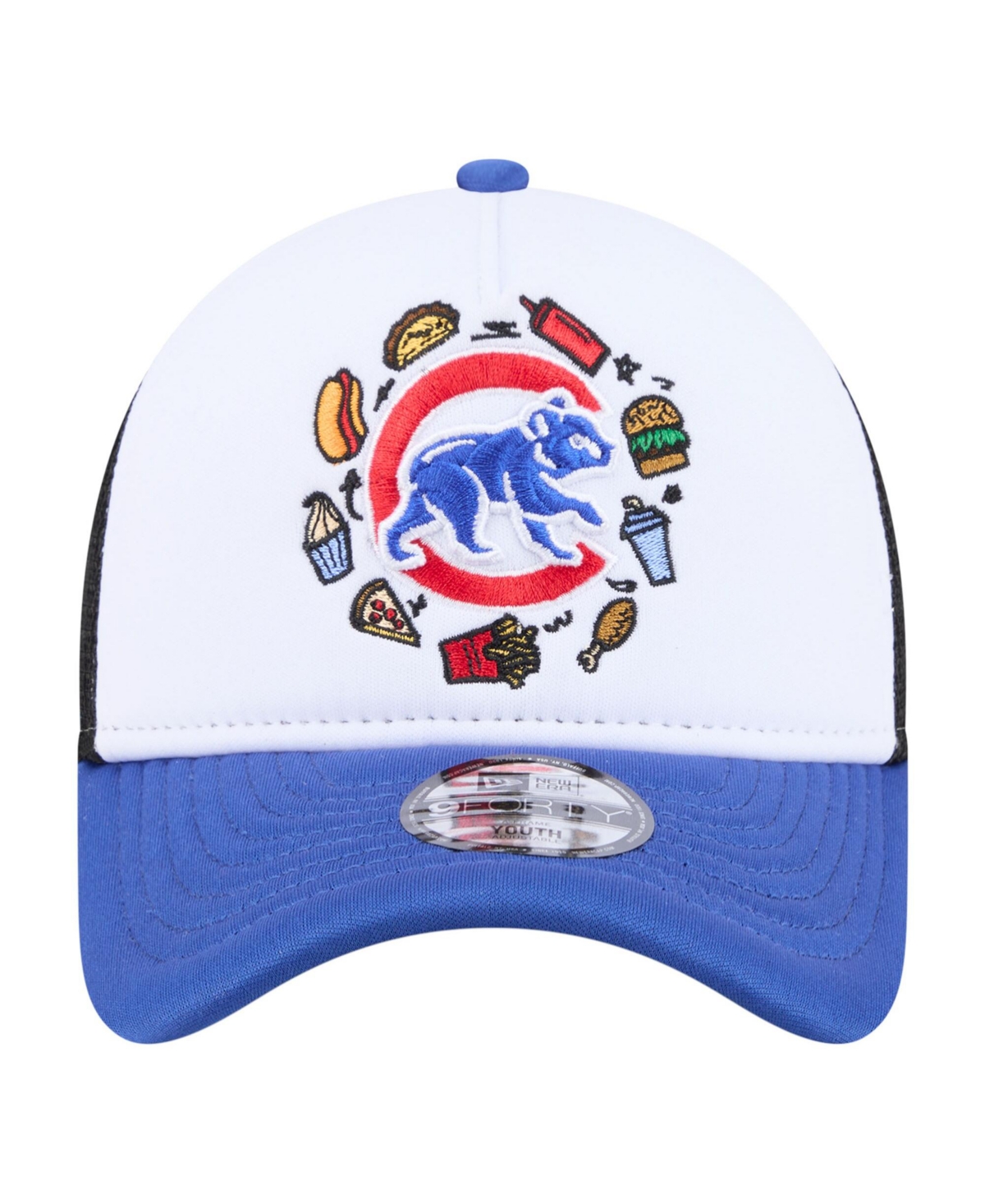 New Era Big Boys and Girls White, Royal Chicago Cubs Food A-Frame 9FORTY Trucker Adjustable Hat