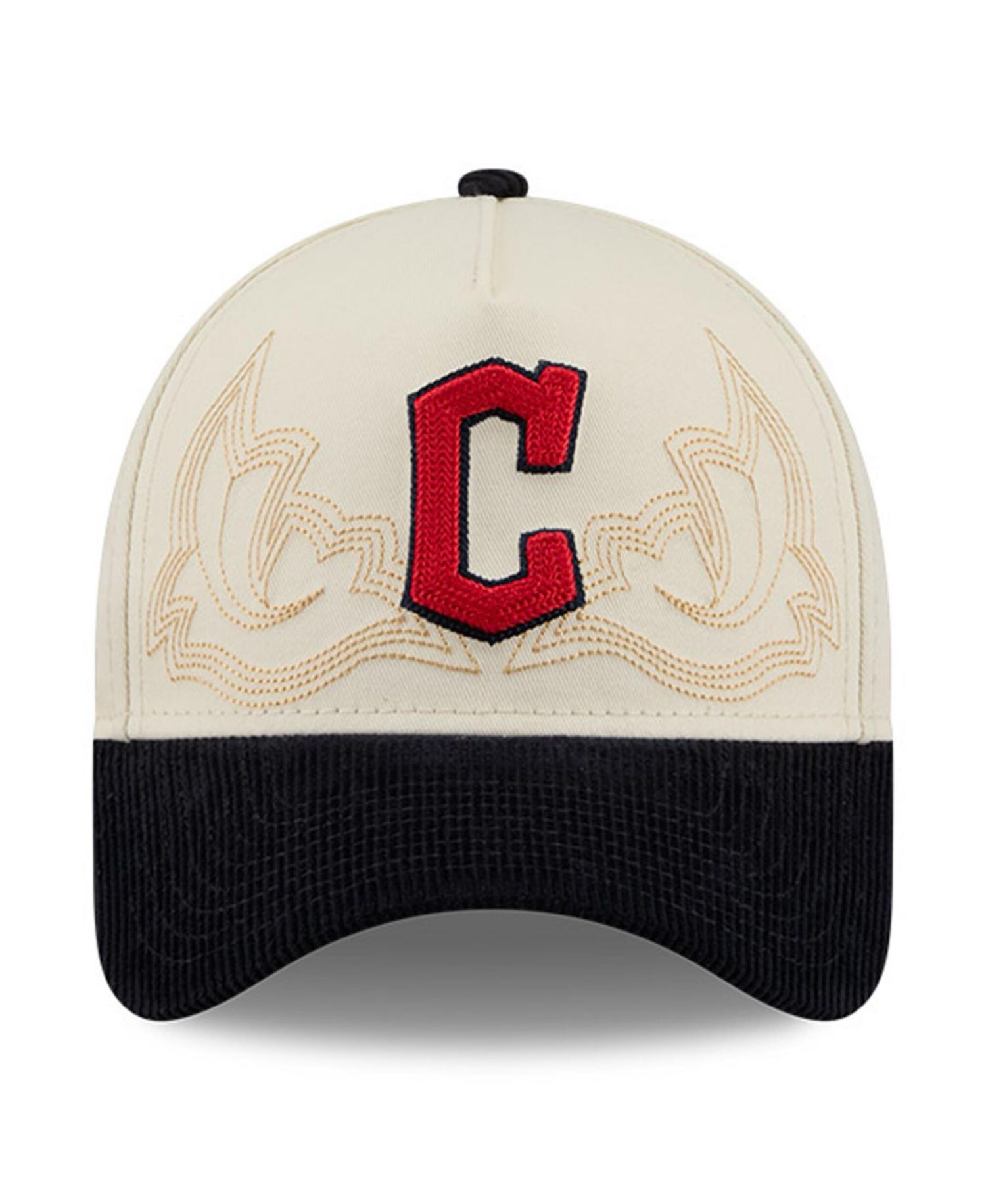 Men's Stone Cleveland Guardians Western Stitch 9FORTY A-Frame Adjustable Hat