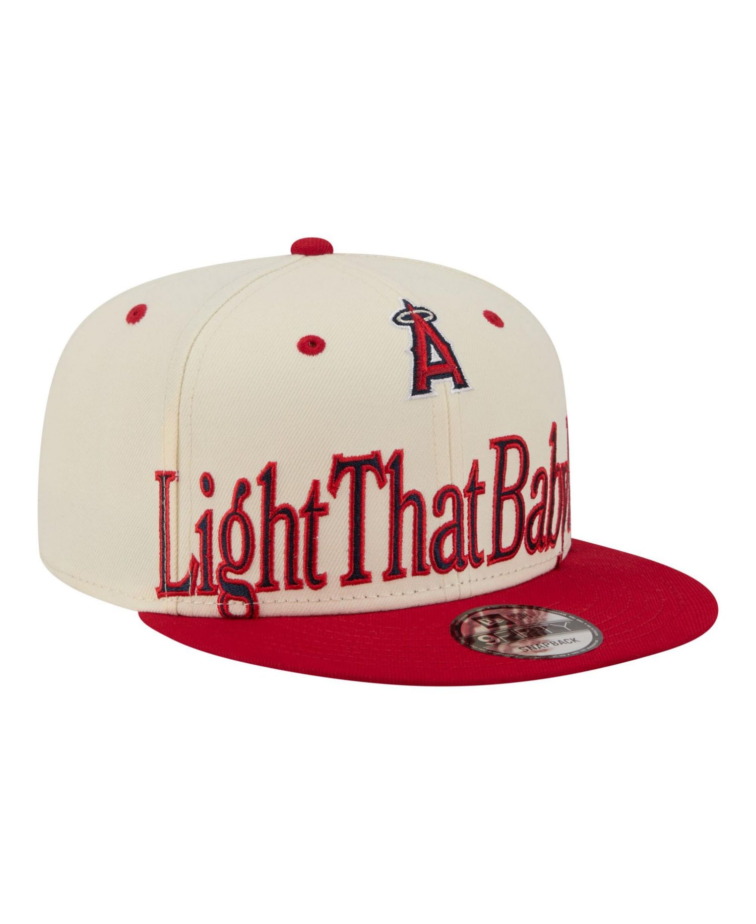 Men's Cream Los Angeles Angels Oversized Slogan 9FIFTY Snapback Hat