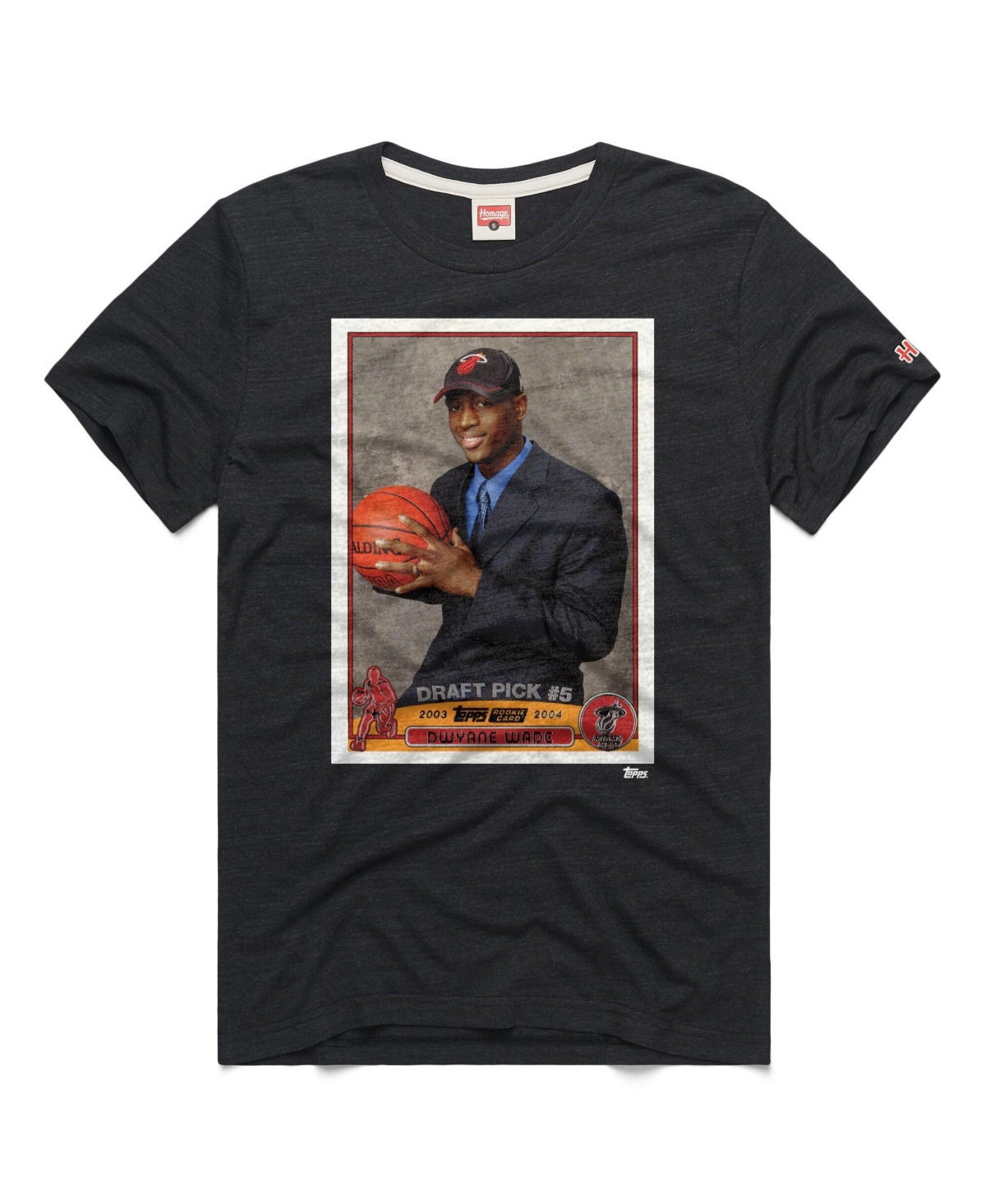Homage Men's And Women's Dwyane Wade Charcoal Miami Heat Topps Trading Card Player Tri-blend T-shirt