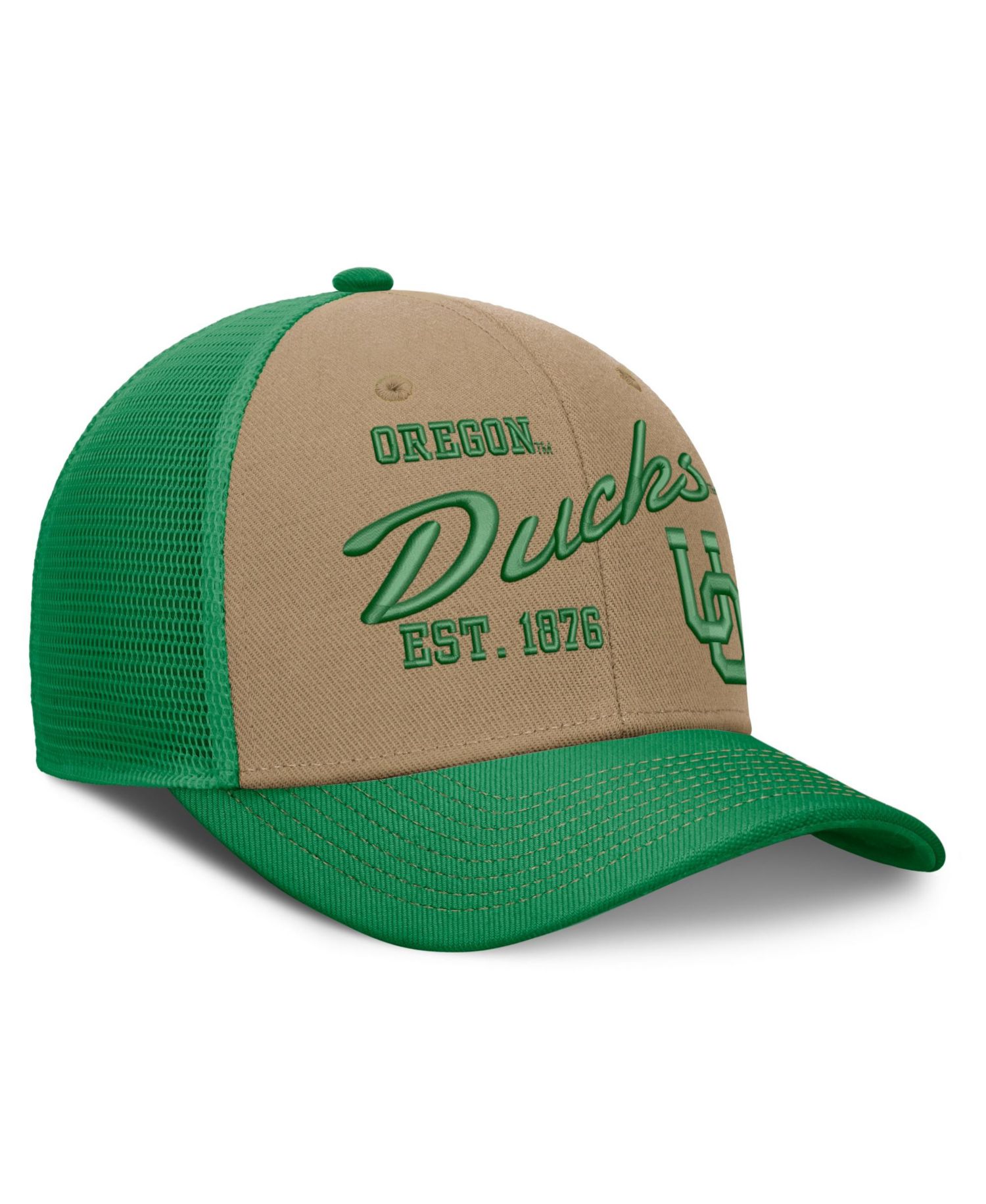 Men's and Women's Beige/Green Oregon Ducks Legacy Rise Trucker Adjustable Hat