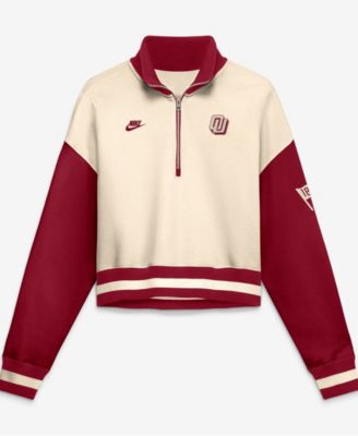 Women's Oklahoma Sooners Oversized Cropped Quarter-Zip Sweatshirt
