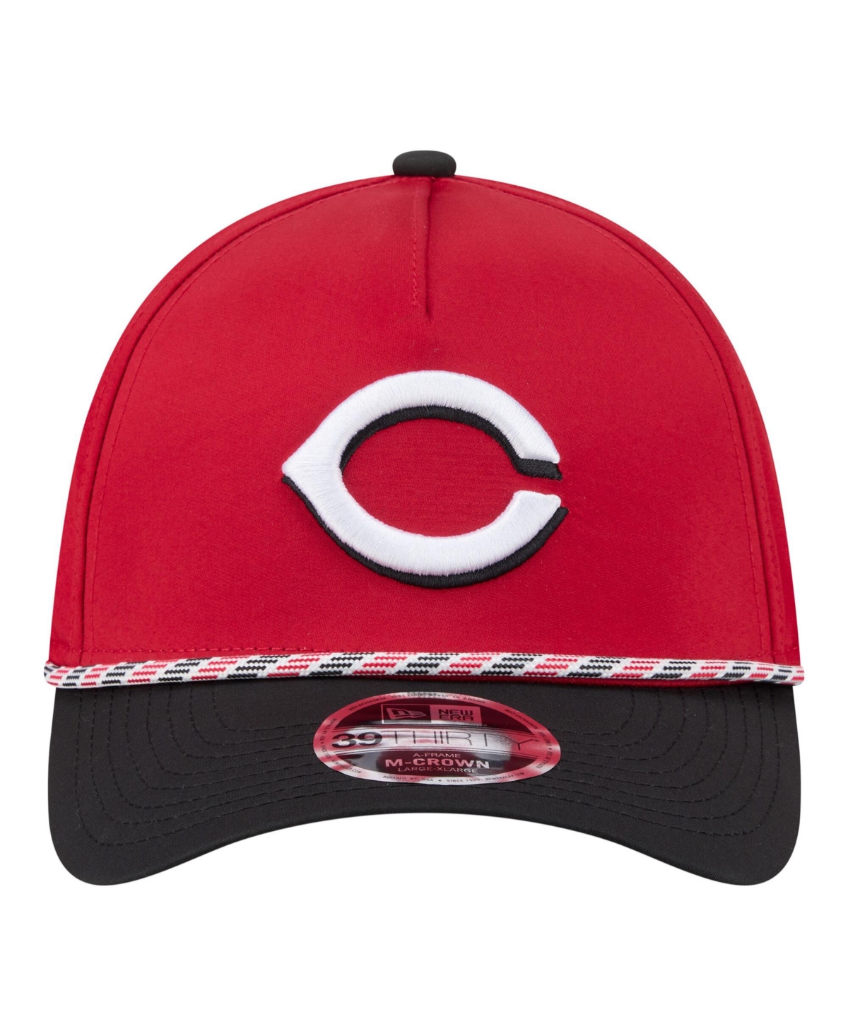 New Era Men's Red, Black Cincinnati Reds Rope M-Crown A-Frame 39THIRTY Flex Hat