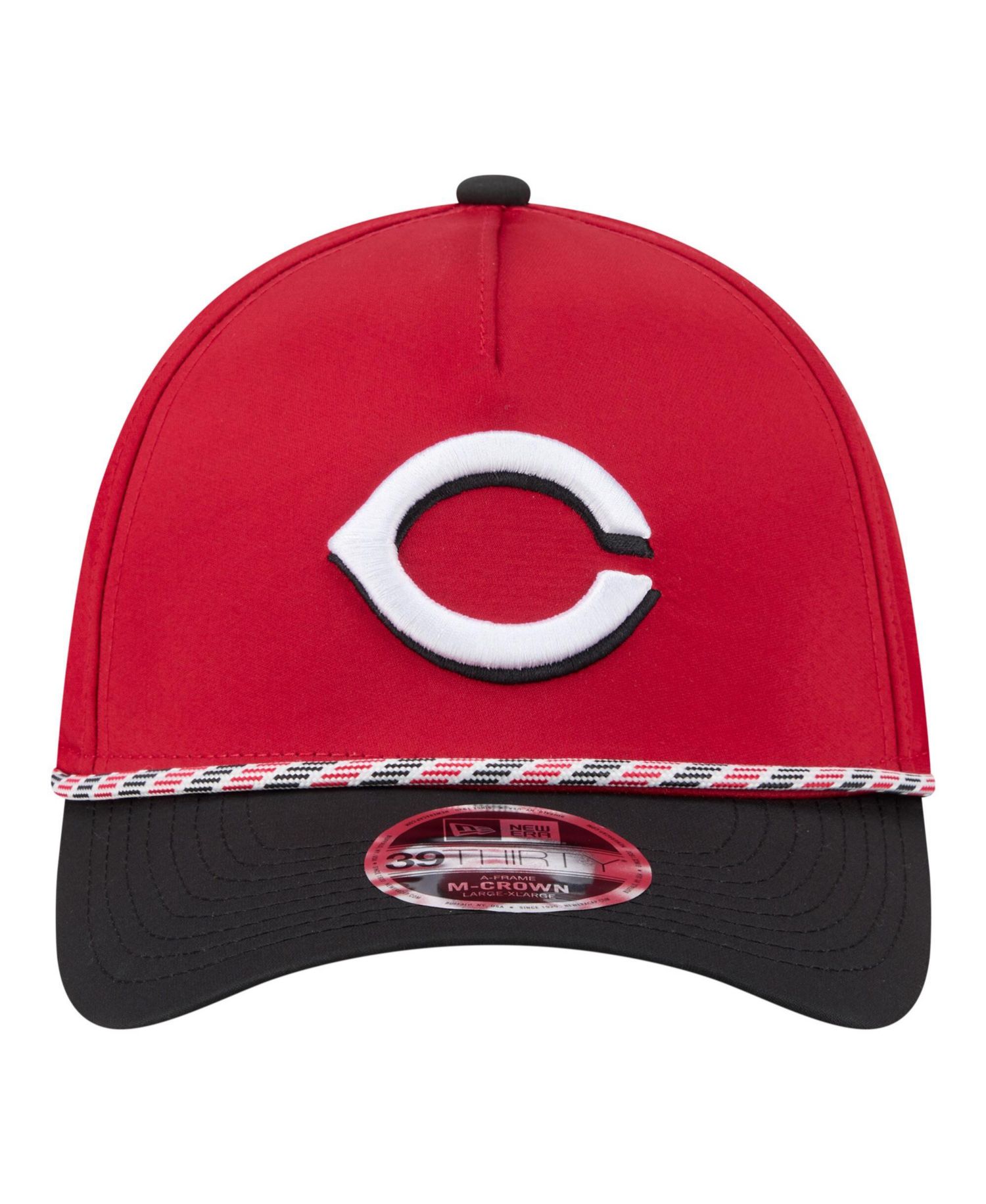 Men's Red/Black Cincinnati Reds Rope M-Crown A-Frame 39THIRTY Flex Hat