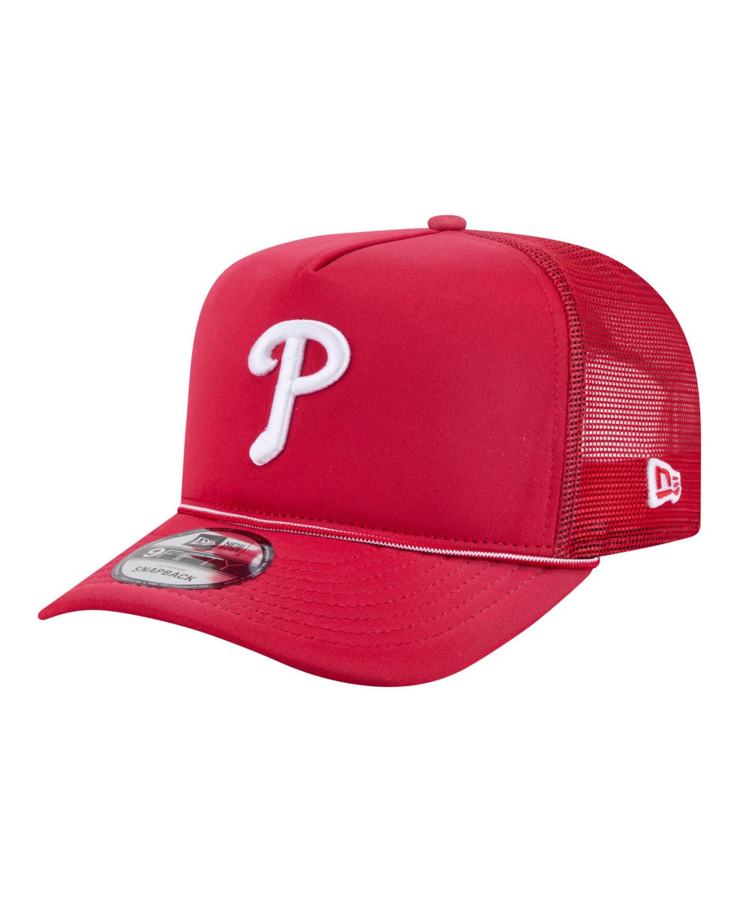 Men's Red Philadelphia Phillies Worn A-Frame 9FIFTY Trucker Snapback Hat