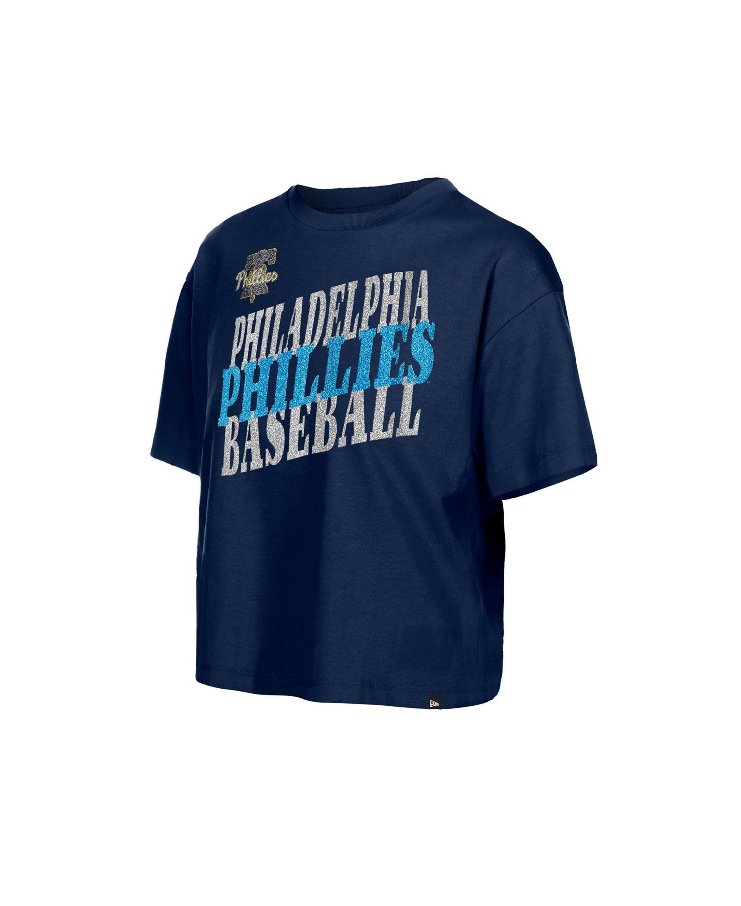 Women's Navy Philadelphia Phillies City Connect Glitter Gel Cropped T-Shirt