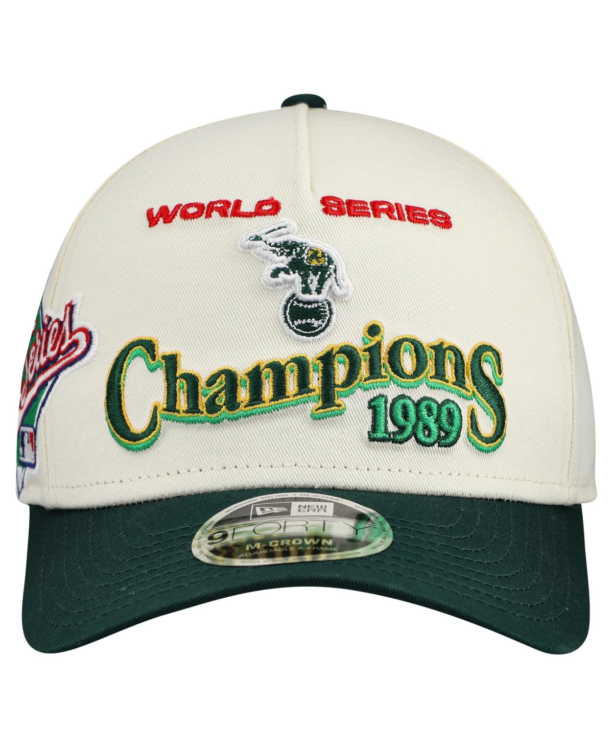 New Era Men's Cream, Green Oakland Athletics World Series 9FORTY M-Crown A-Frame Adjustable Hat
