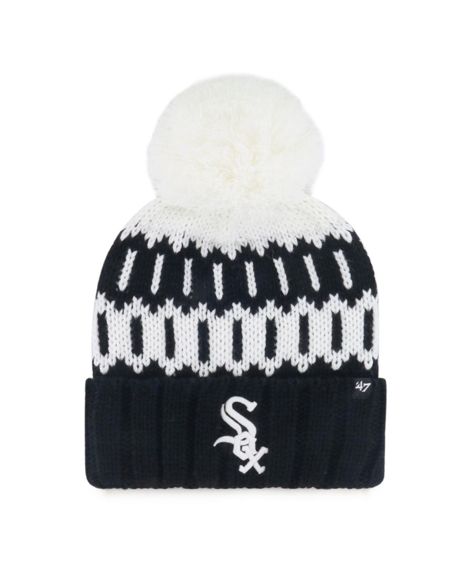 Women's Black Chicago White Sox Felicity Cuffed Knit Hat with Pom