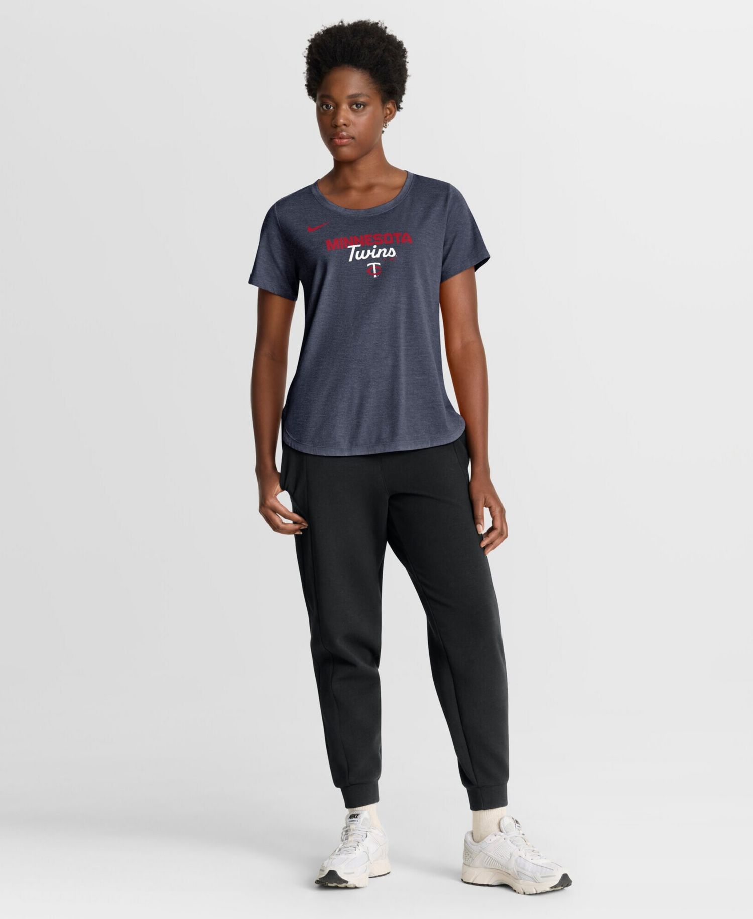 Women's Heather Navy Minnesota Twins Arched Tri-Blend T-Shirt