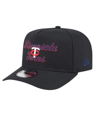 Men's Black Minnesota Twins Chainstitch 9FIFTY A-Frame Snapback Hat
