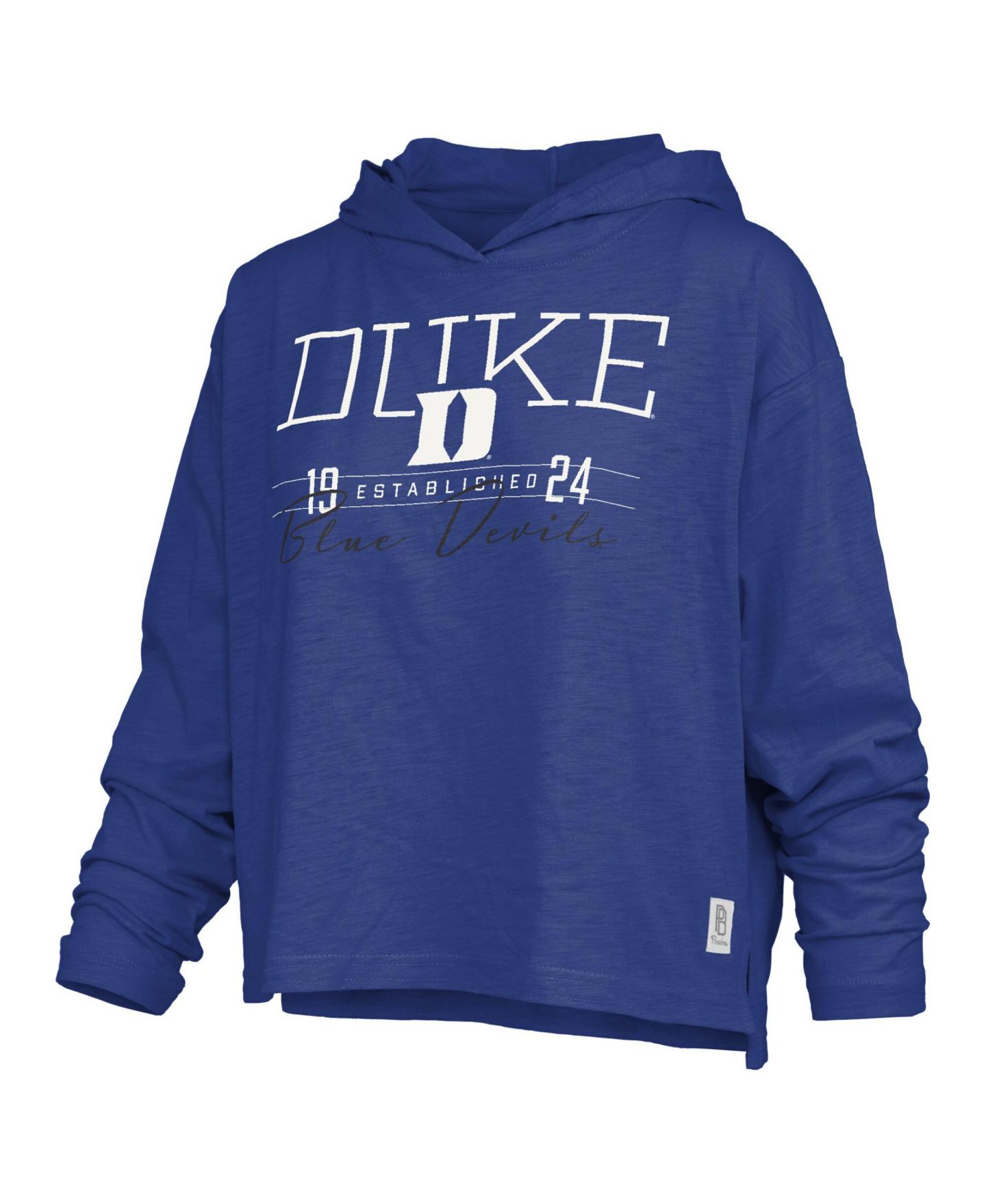 Женская футболка Pressbox Royal Duke Blue Devils Castillo Slub Waist Length Long Sleeve Hooded — фото 3