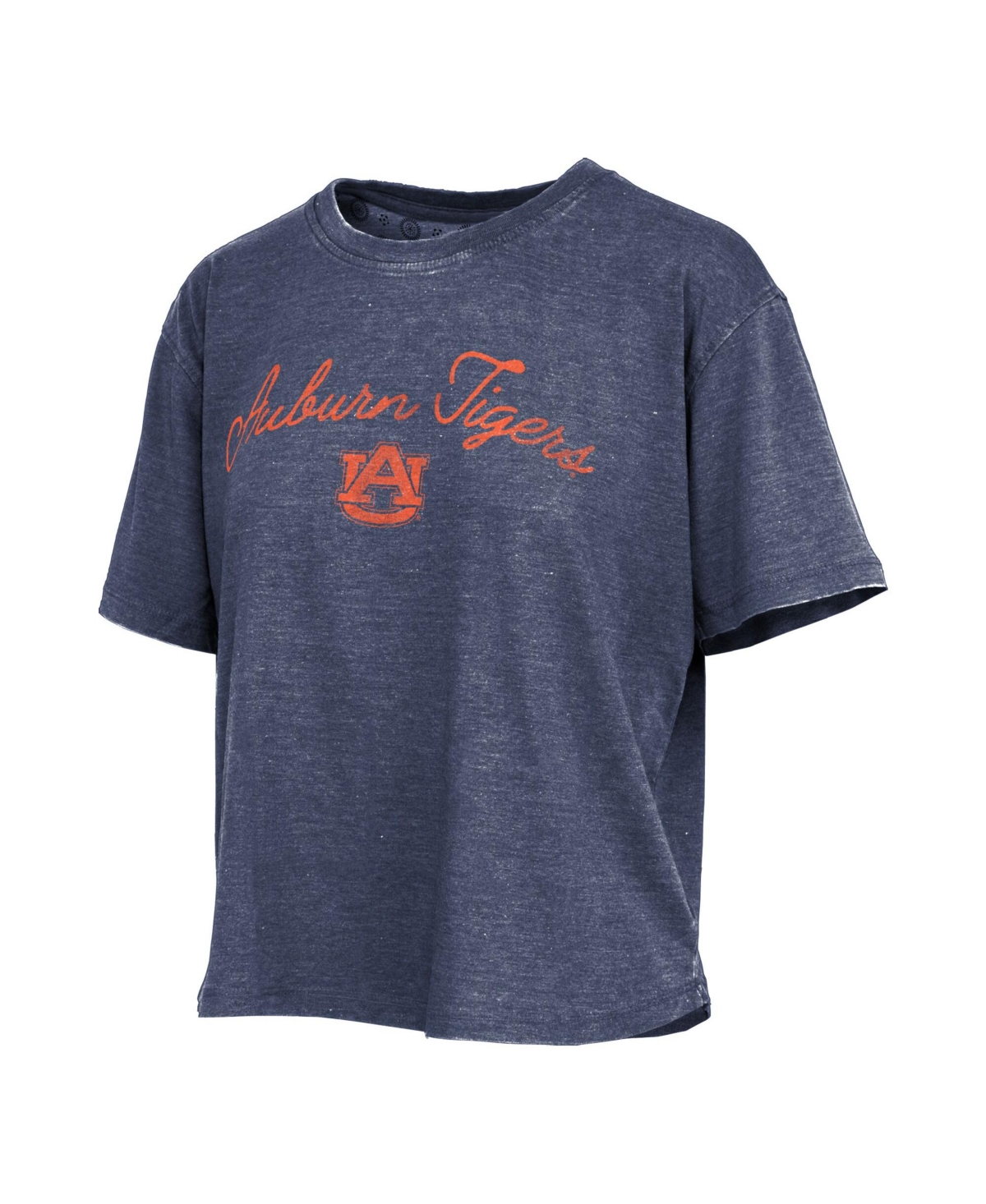 Pressbox Women's Navy Auburn Tigers Waist Length Script Over Logo T-Shirt