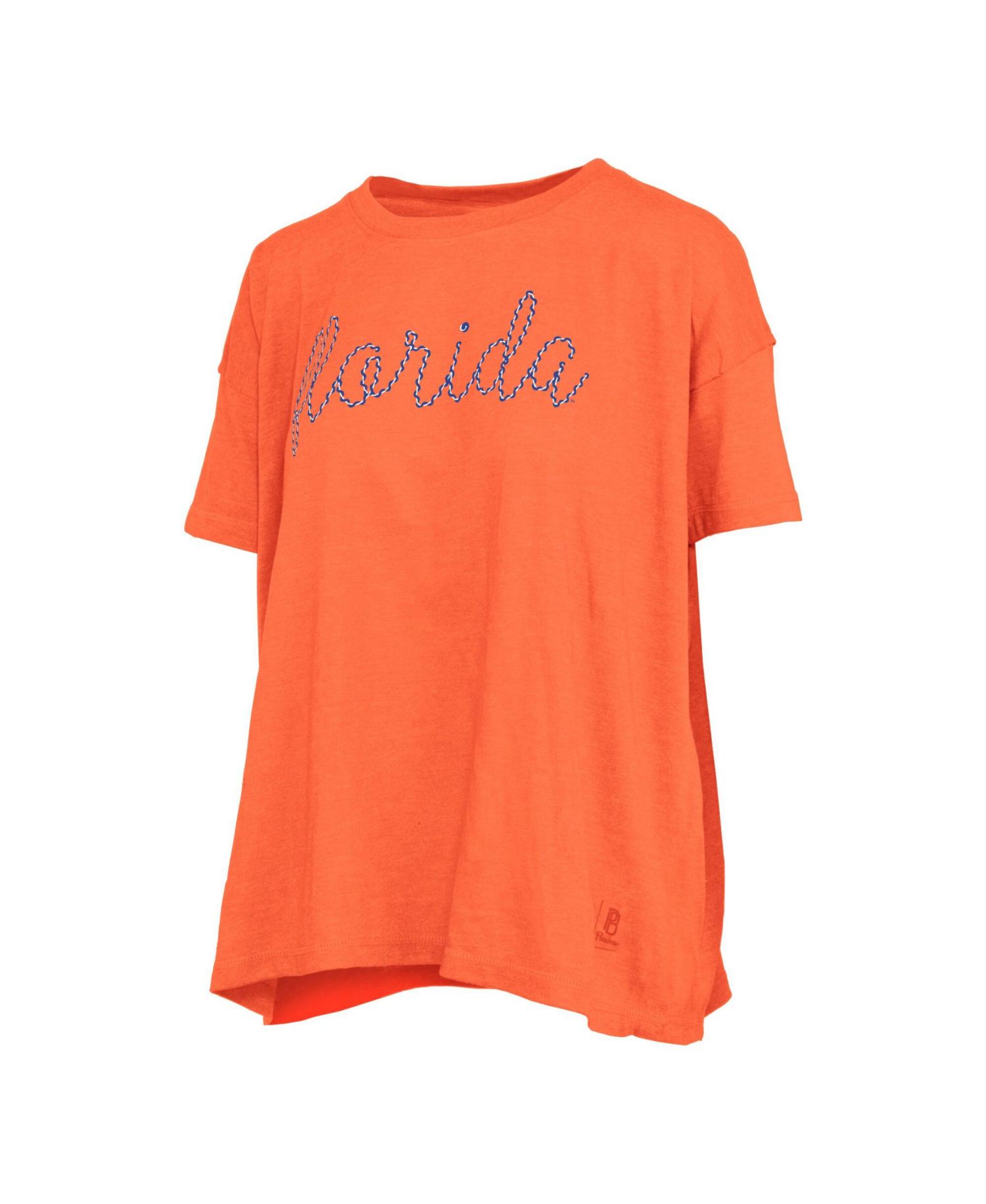 Women's Heather Orange Florida Gators Swirl Script Twisted Team Color Stitched Oversized T-Shirt