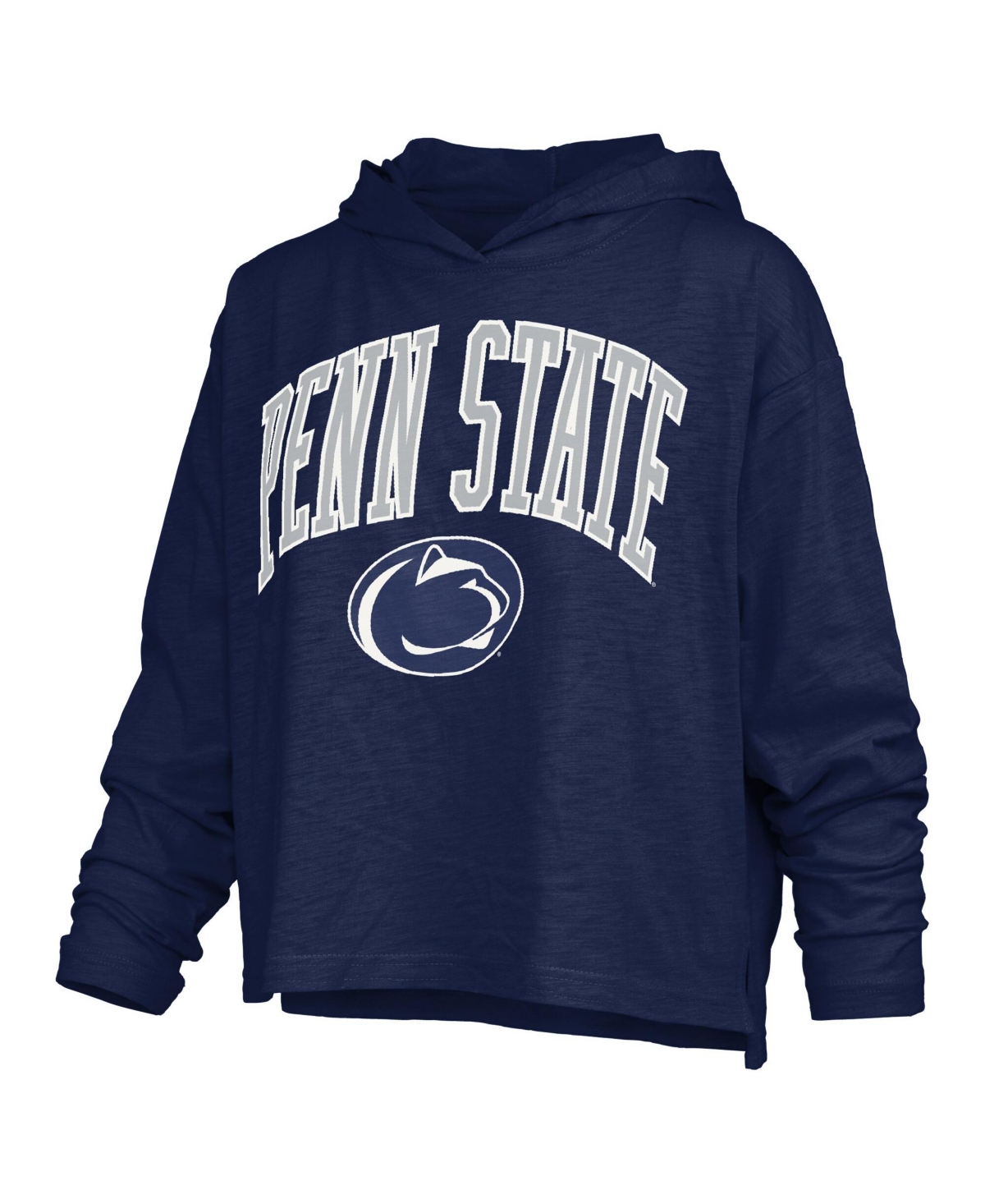 Pressbox Women's Navy Penn State Nittany Lions Nelson Arch Over Logo Long Sleeve Hooded Slub T-Shirt
