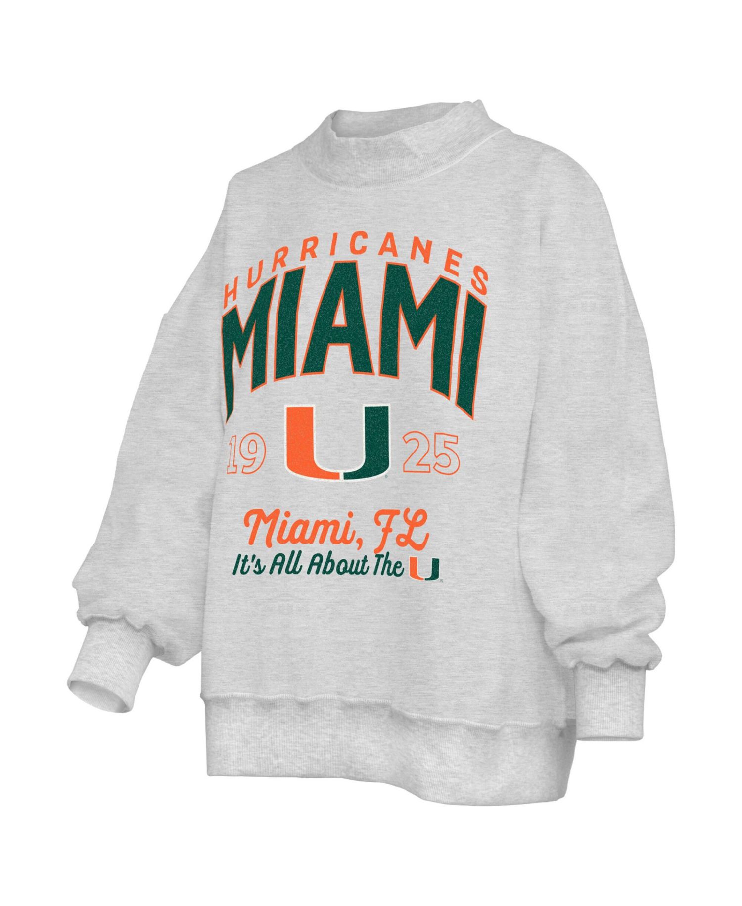 Women's Heather Gray Miami Hurricanes Reversible Sweatshirt