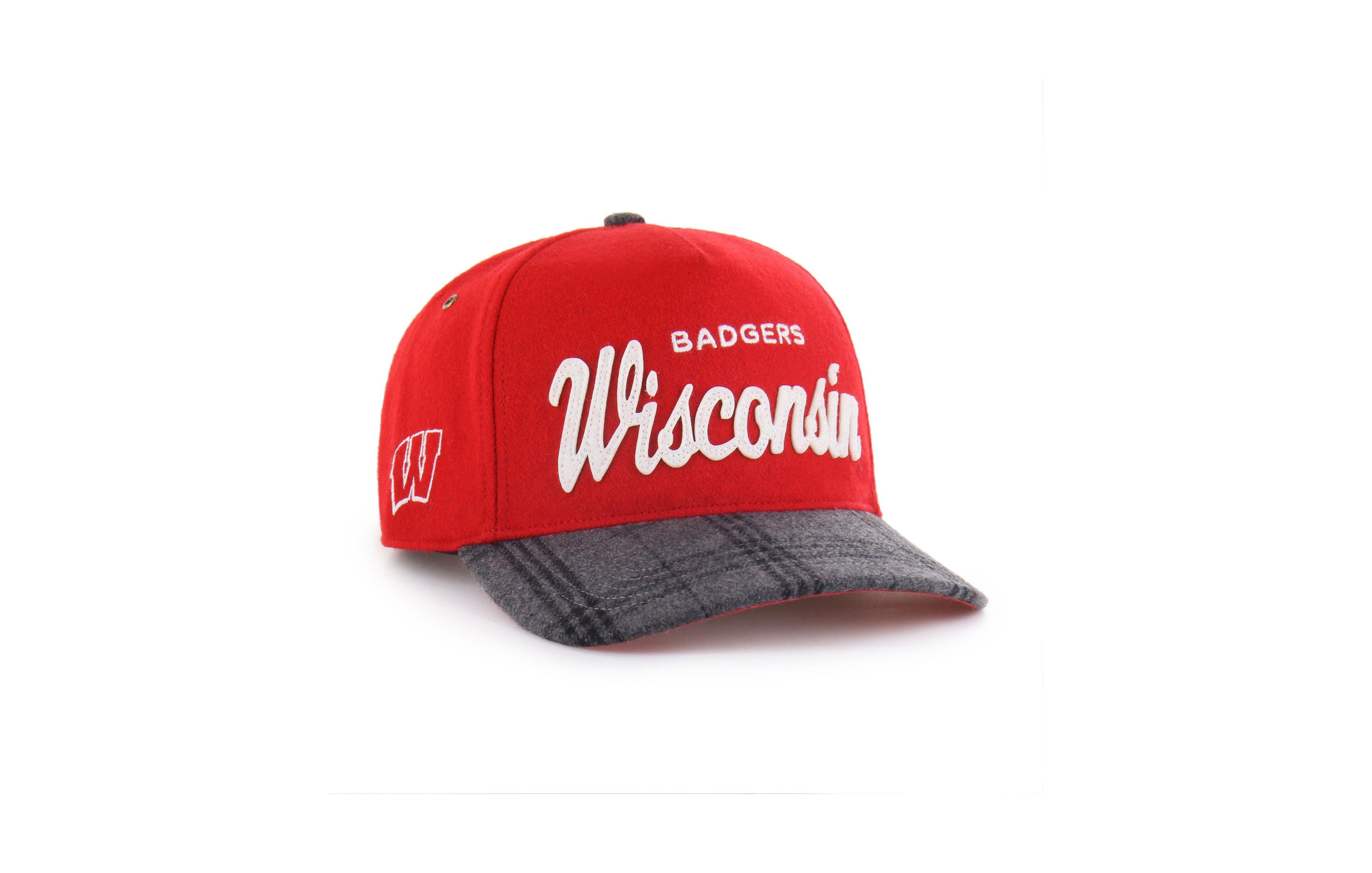 '47 Brand Men's and Women's Red Wisconsin Badgers Windowpane Plaid Collection Hitch Adjustable Hat