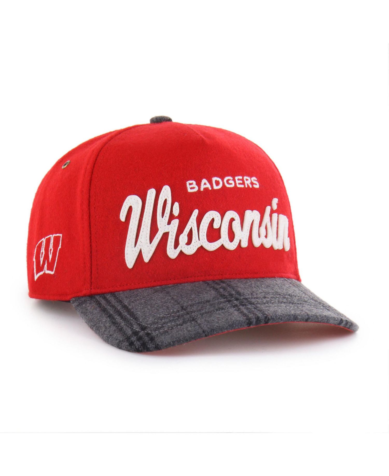 Men's and Women's Red Wisconsin Badgers Windowpane Plaid Collection Hitch Adjustable Hat