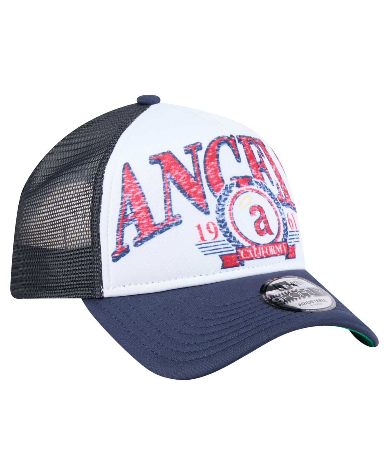Men's Navy California Angels Distressed 9FORTY A-Frame Adjustable Trucker Hat