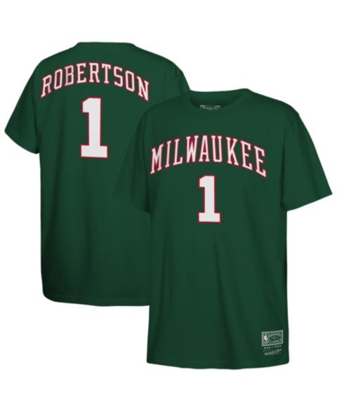 Детская футболка Mitchell & Ness Oscar Robertson Hunter Green Milwaukee Bucks Hardwood Classics Name & Number