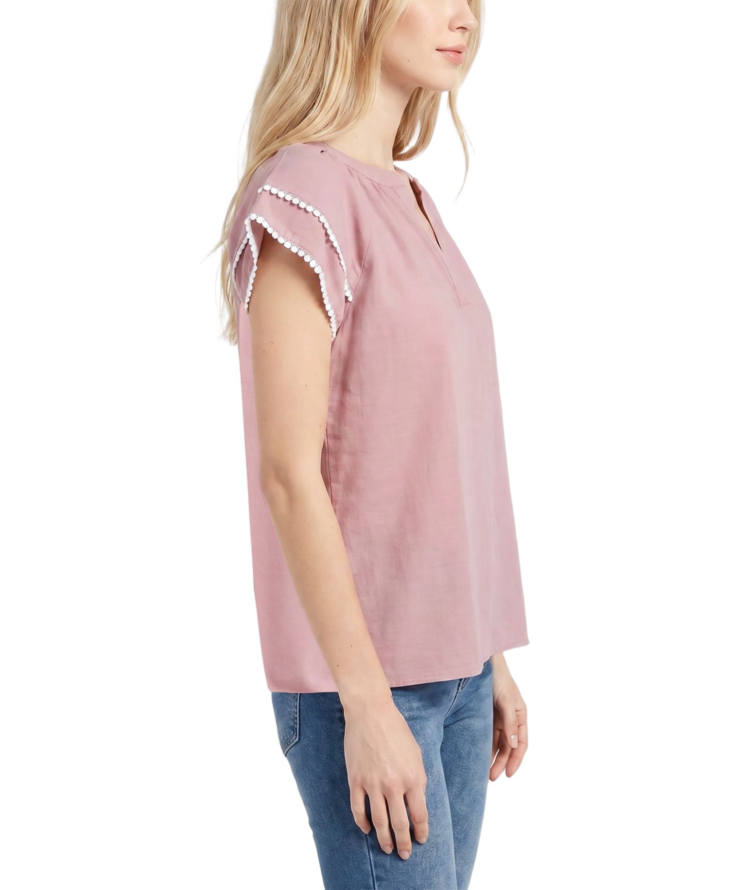 Petite Double-Layer V-Neck Raglan Blouse