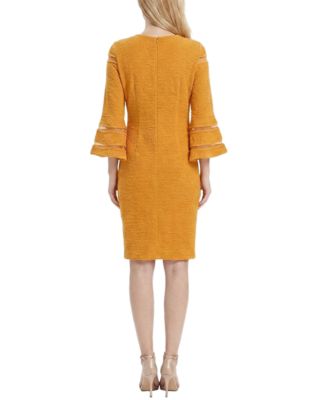 NY Collection Petite Bell-Sleeve Mesh-Inset Sheath Dress - Macy's