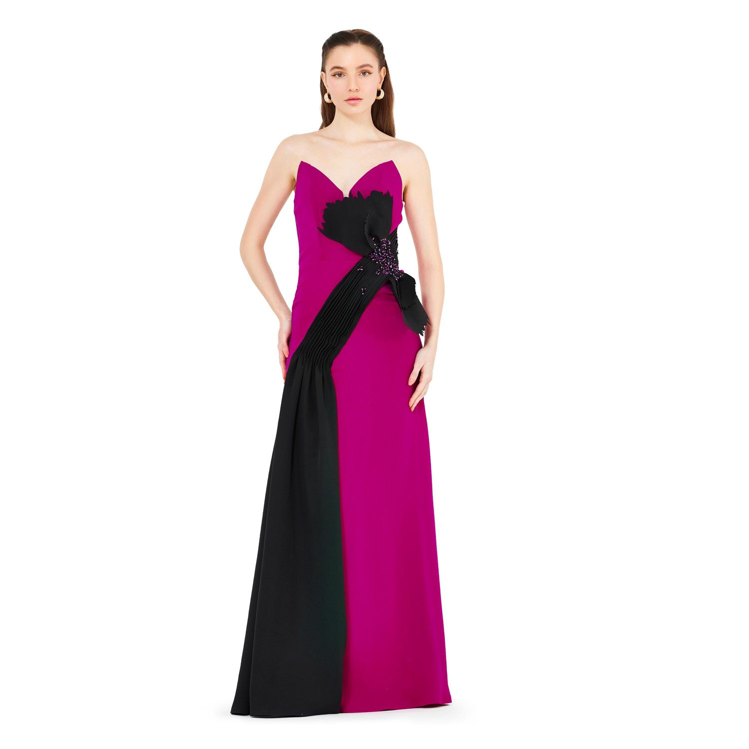 Women's Contrast Bow Detail Crepe Gown