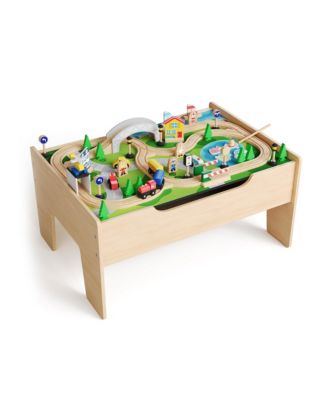84-Piece Wooden Train Table with Storage