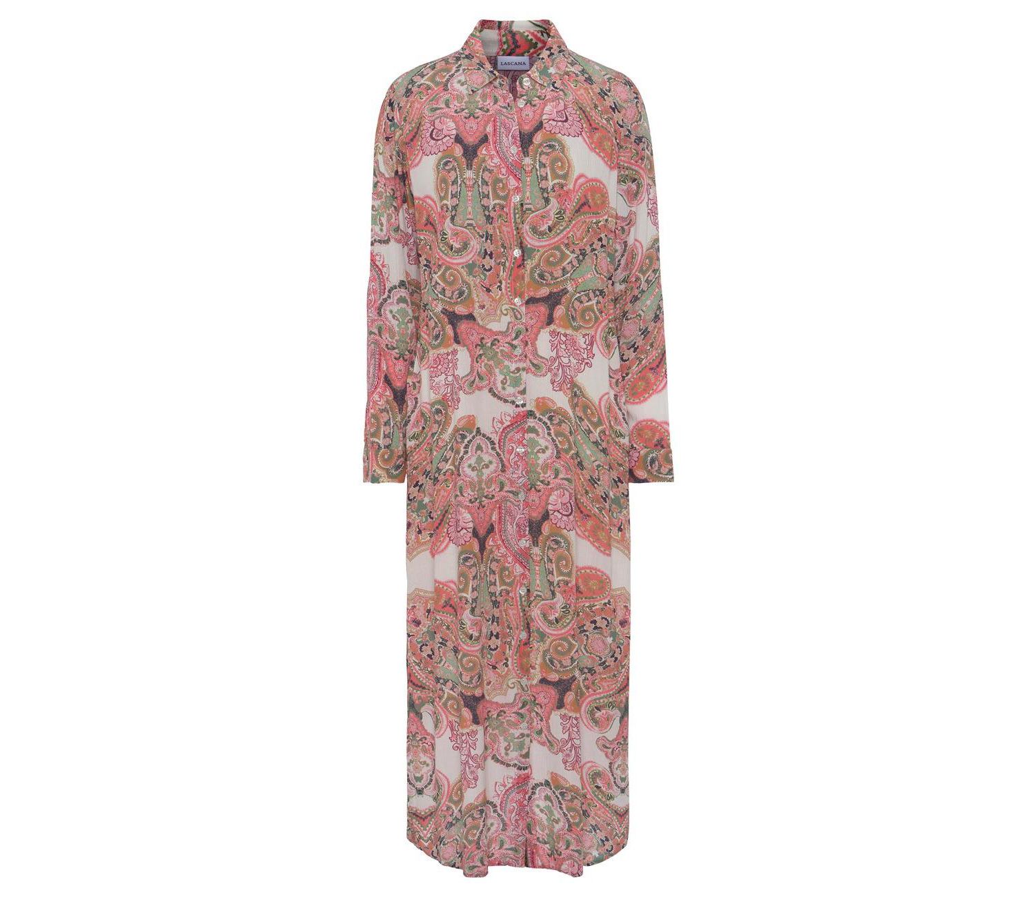 Women's Viscose Printed Button Down Multiway Scoop-Neck Midi Dress