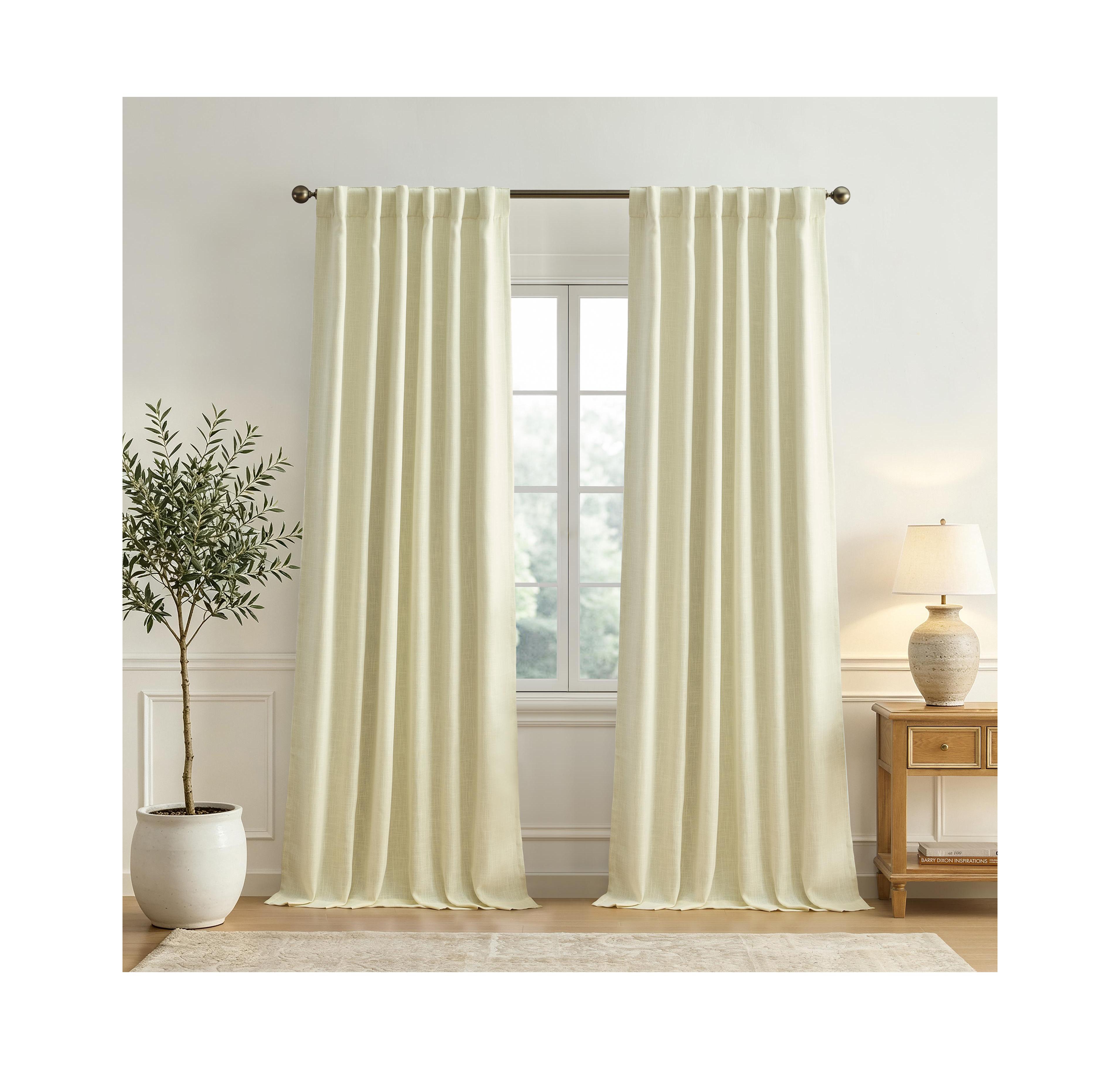Lenox Serene Linen Blend Blackout Back Tab/Rod Pocket Window Curtain