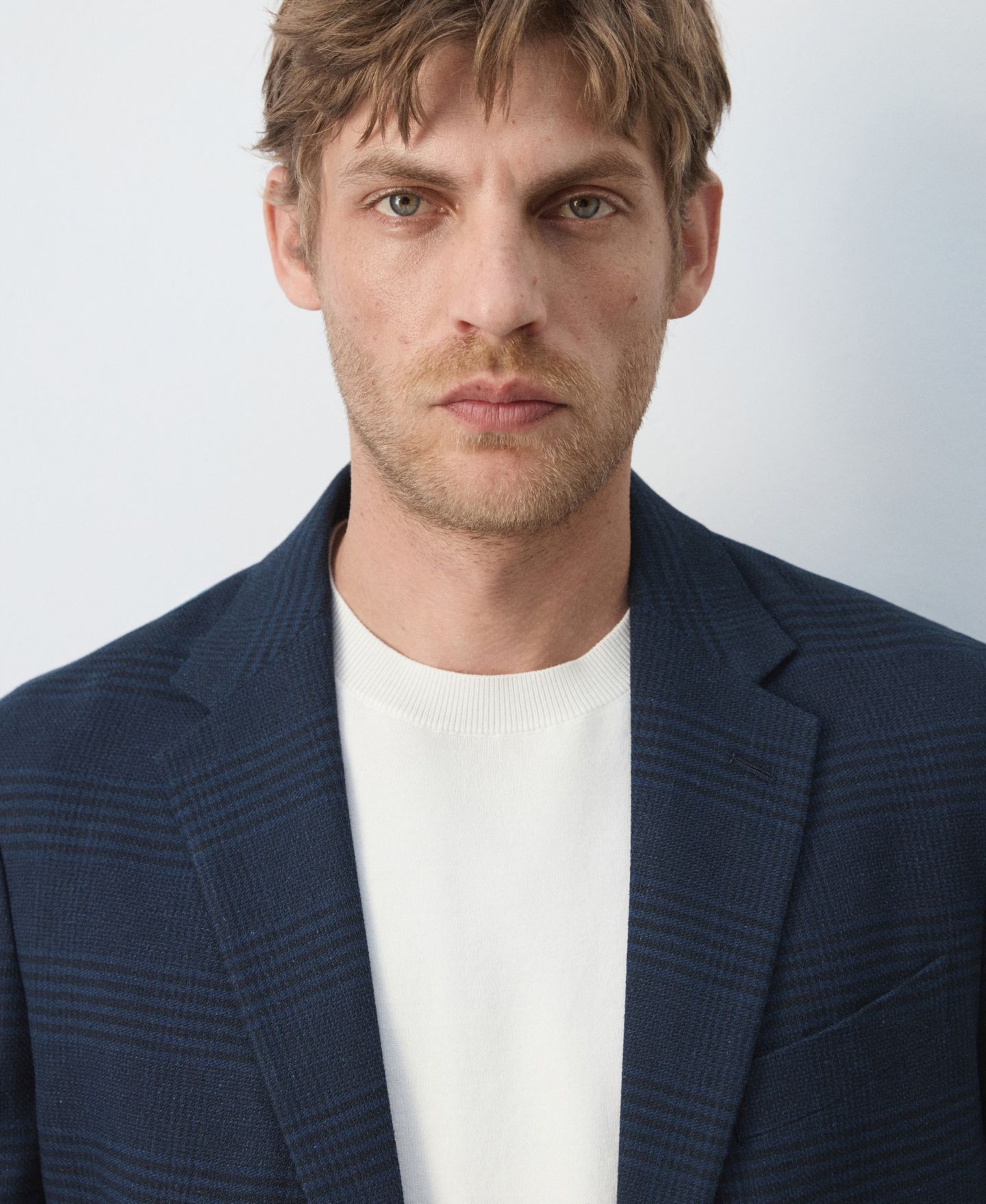 Мужской пиджак MANGO Slim-Fit Striped Linen-Cotton Suit Blazer, цвет: Тёмно-синий — фото 5