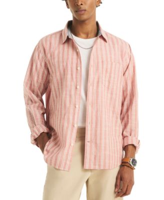 Men's Textured Strip Long-Sleeve Shirt