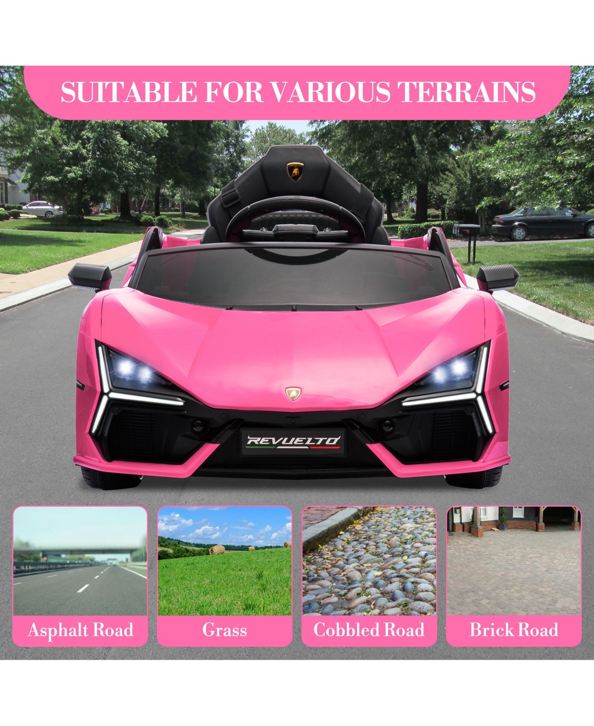 homfan 12v Licensed Lamborghini Revuelto Kids Ride On Car with Dual 25W Motors, Remote Control, Battery Powered Electric Sports Toy for Ages 3 plus