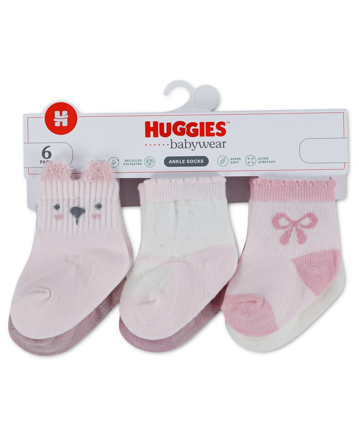 Huggies Baby Girls' 1M-4T Babywear Quarter Socks, 6-Pack