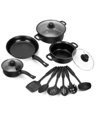 13 Piece Non Stick Cast Iron Cookware Set With Lids Utensils For Outdoor Camping Travel