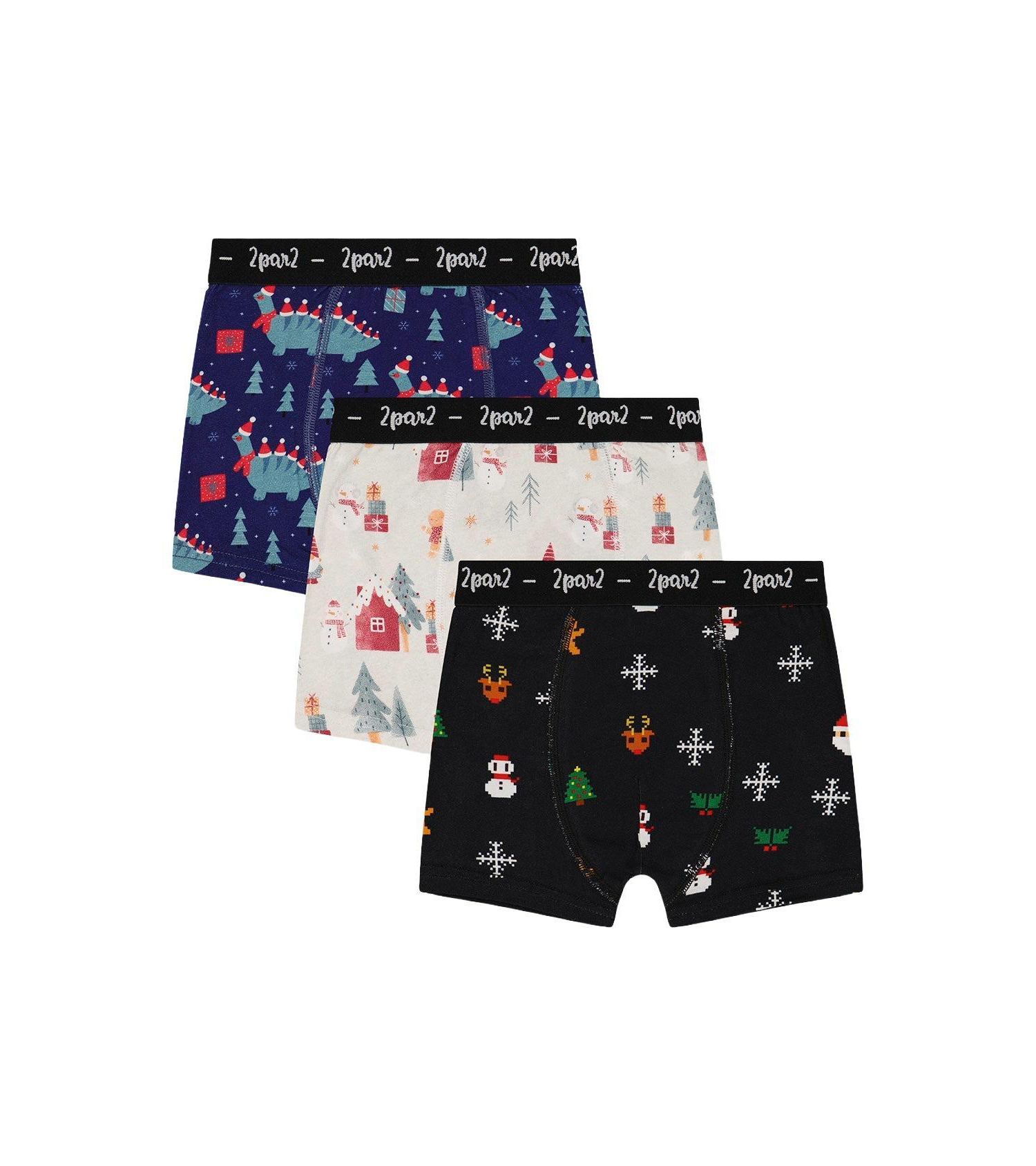 Little and Big Boy (2-5)Boxer Pack Of 3 Holiday Prints