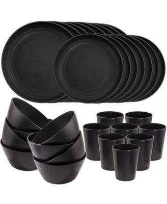 48 Piece Wheat Straw Dinnerware Set For 12 Unbreakable Dishwasher Microwave Safe Stackable Camping Dishes
