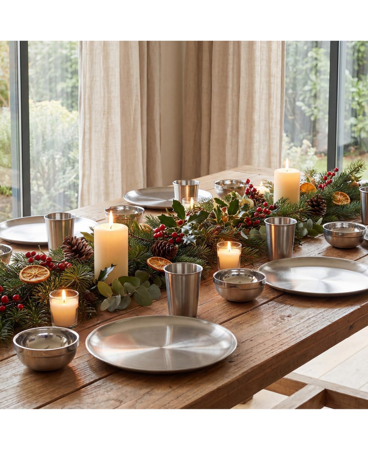 Piscifun Stainless Steel Camping Dinnerware Set Double Walled Insulated